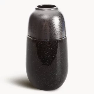Wazon ceramiczny srebrno-stalowy 17x17x31 cm  LEO