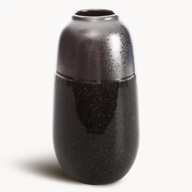 Wazon ceramiczny srebrno-stalowy 17x17x31 cm LEO