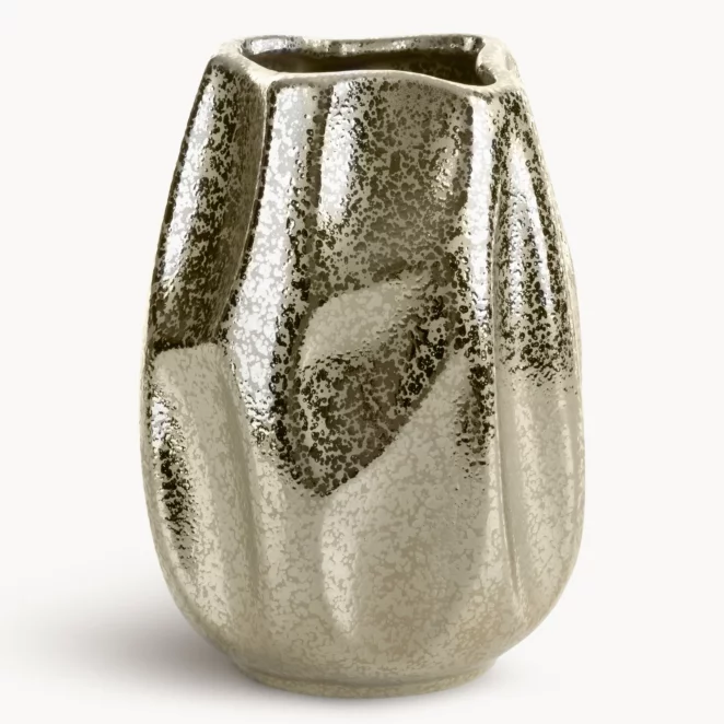 Wazon ceramiczny szampański dekoracyjny  o błyszczącej powierzchni średnica 15x19 cm SOPHIA