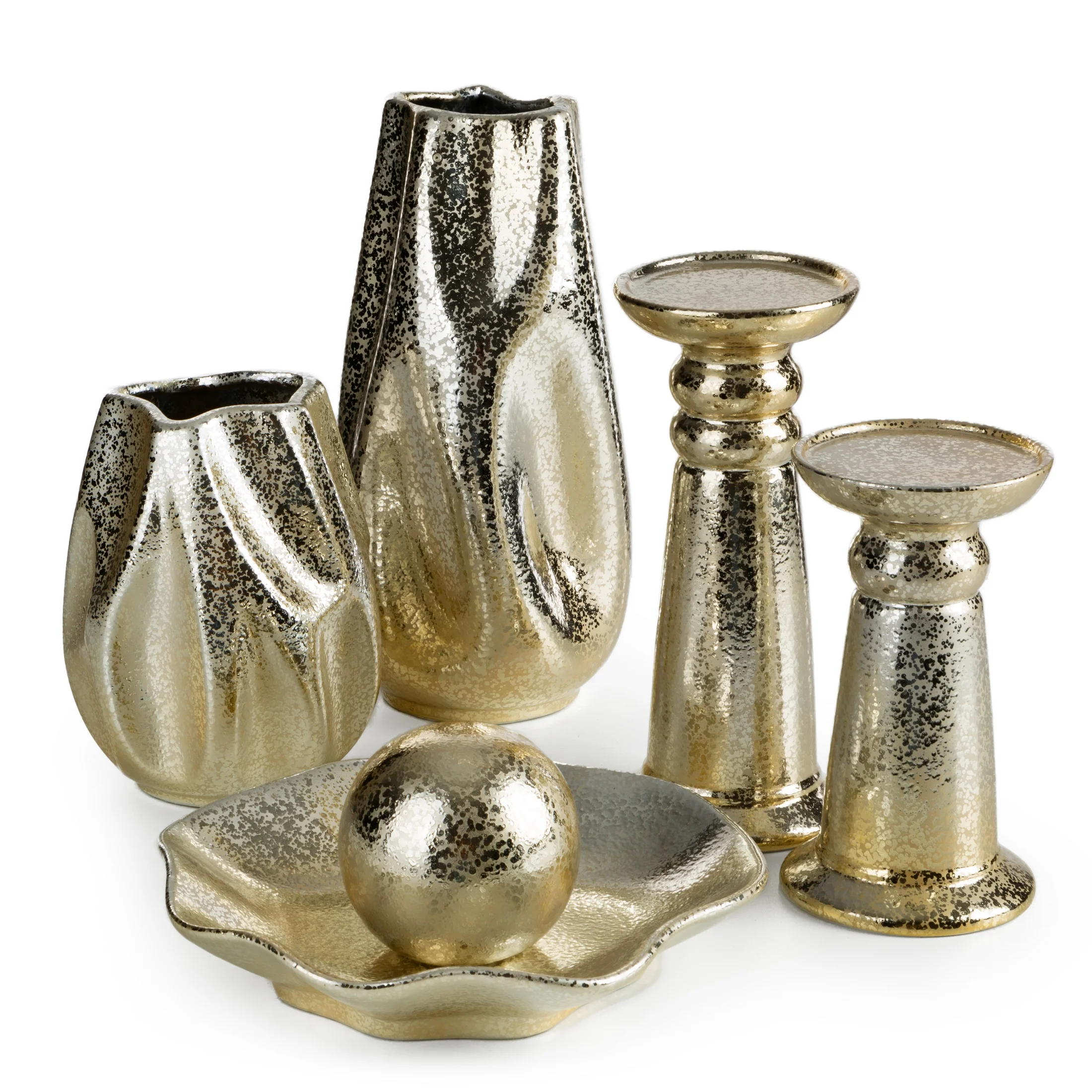 Wazon ceramiczny szampański dekoracyjny o błyszczącej powierzchni średnica 16x31 cm SOPHIA