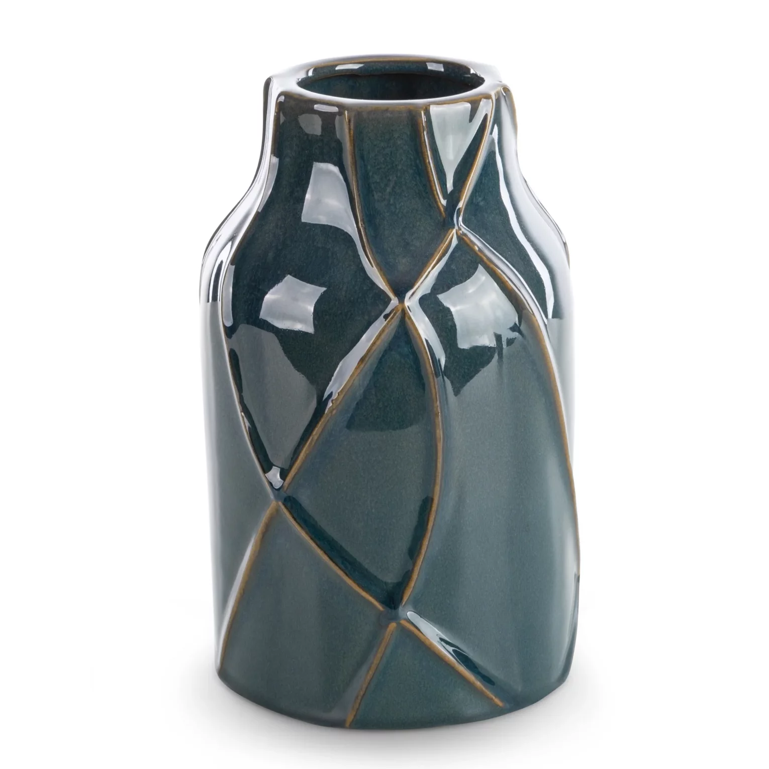 Wazon ceramiczny turkusowo-zielony z nowoczesnym wypukłym wzorem  średnica 14x22 cm TEO