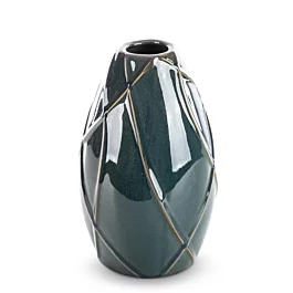 Wazon ceramiczny turkusowo-zielony z nowoczesnym wypukłym wzorem  średnica 17x27 cm TEO