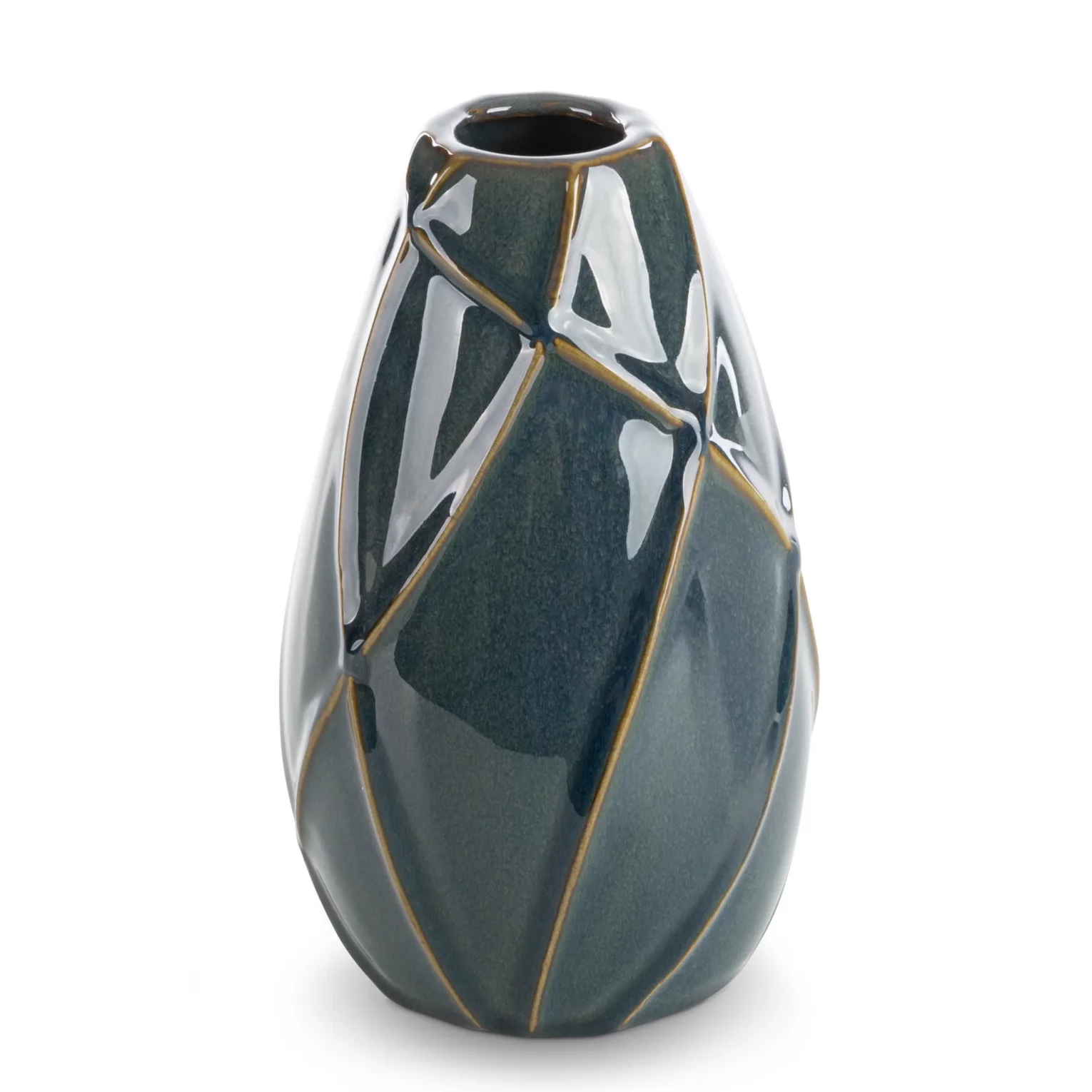 Wazon ceramiczny turkusowo-zielony z nowoczesnym wypukłym wzorem  średnica 12x20 cm TEO