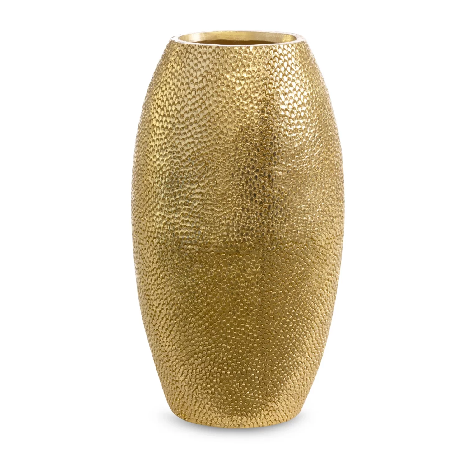 Wazon ceramiczny z wytłaczanym wzorem złoty