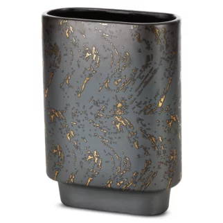 Wazon ceramiczny grafitowo-złoty dekoracyjny  zdobiony przecieranym wzorem 20x10x28 cm ARIELA