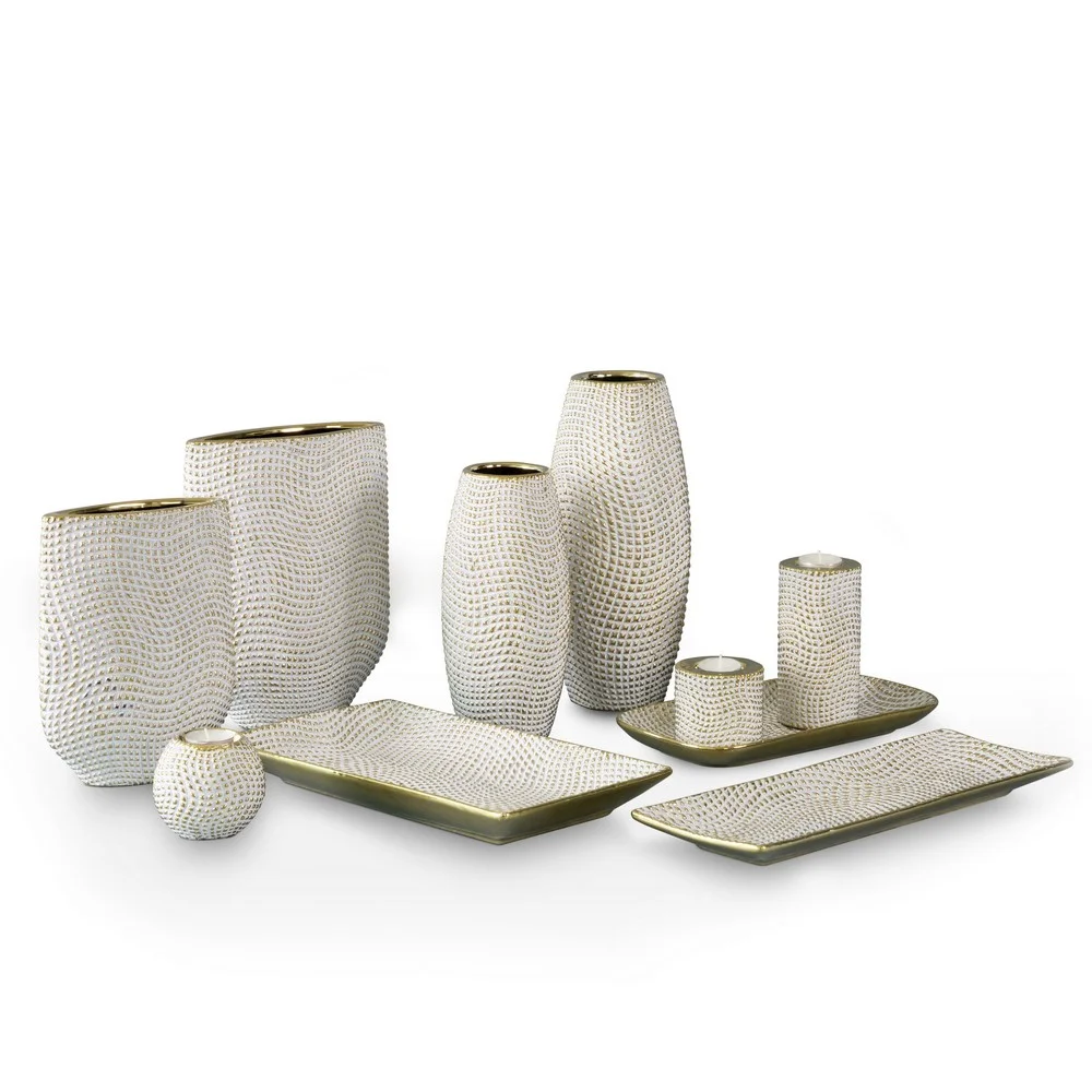 Wazon ceramiczny VERDA z drobnym wytłaczanym wzorem