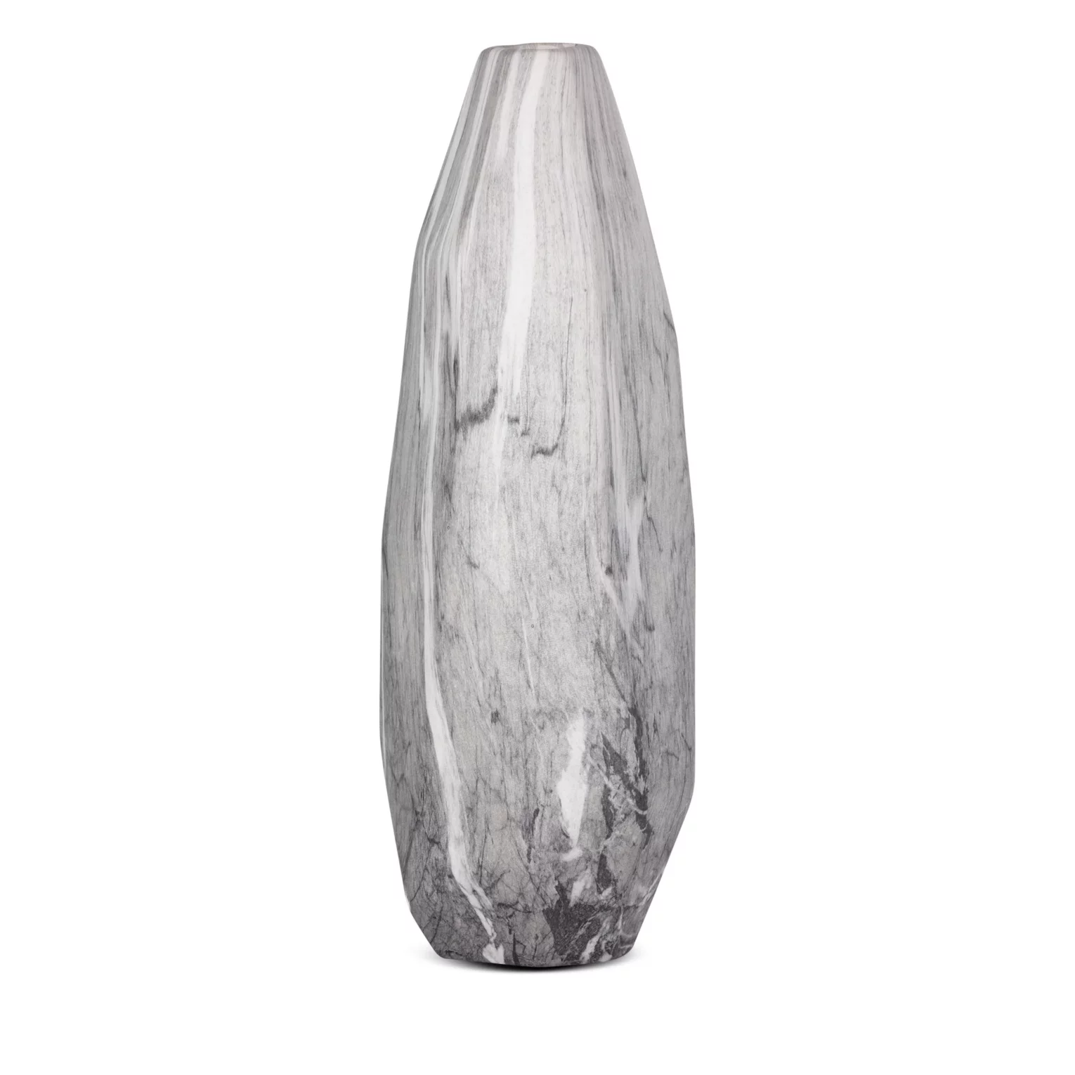 Wazon z dolomitu stalowo-popielata  o marmurowej strukturze 14x13x40 cm NIKOL
