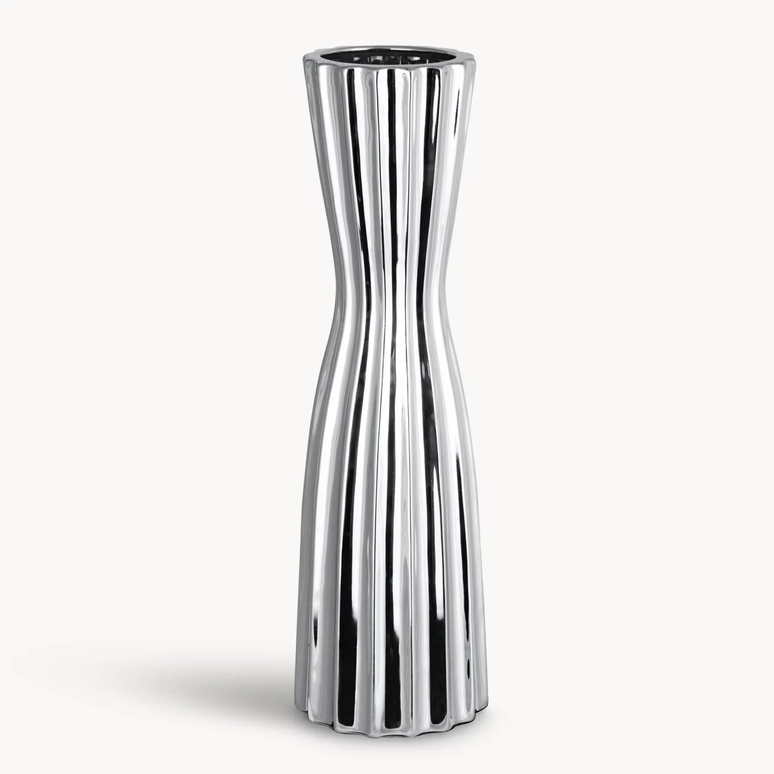 Wazon srebrny dekoracyjny w minimalistycznym stylu średnica 14x46 cm LEILA