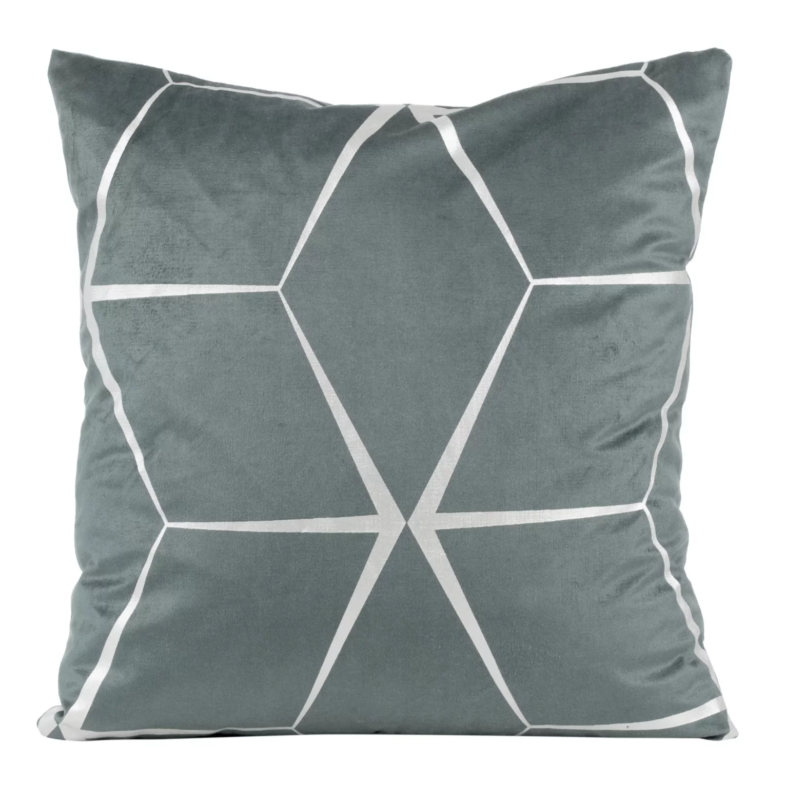 Poszewka na poduszkę 45x45 cm welwetowa srebrna z nadrukiem geometrycznym BLINK 28