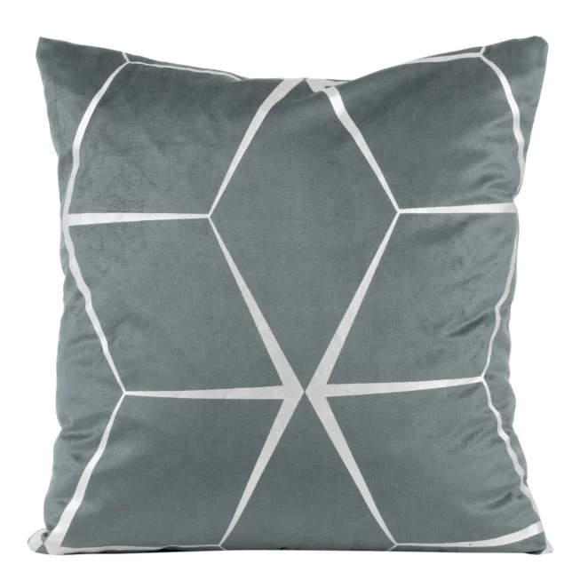 Poszewka na poduszkę 45x45 cm welwetowa srebrna z nadrukiem geometrycznym BLINK 28