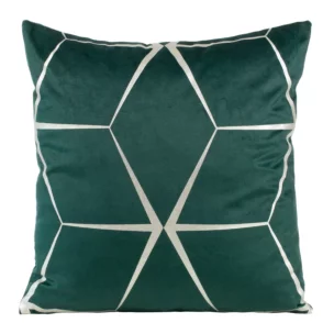 Poszewka na poduszkę 45x45 cm welwetowa ciemnozielona z nadrukiem geometrycznym BLINK 28