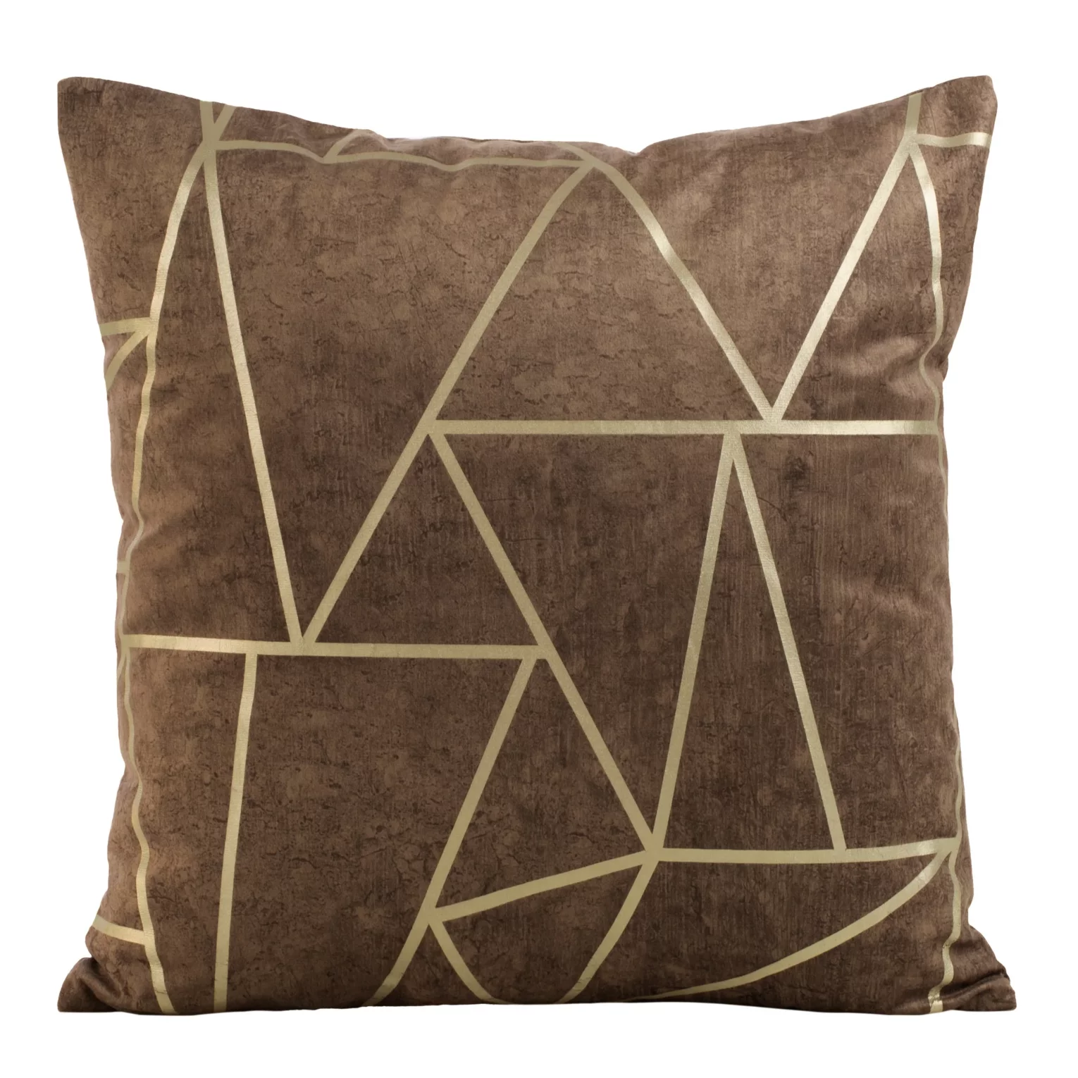 Poszewka na poduszkę 45x45 cm welwetowa ciemnobrązowa z nadrukiem geometrycznym BLINK 29