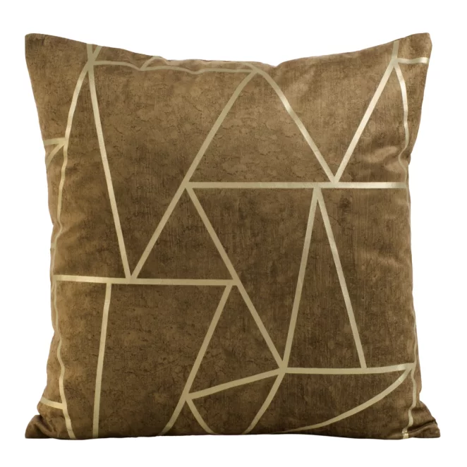 Poszewka na poduszkę 45x45 cm welwetowa brązowa z nadrukiem geometrycznym BLINK 29