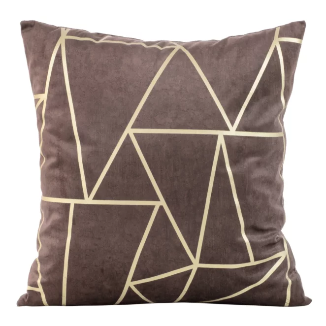 Poszewka na poduszkę 45x45 cm welwetowa wrzosowa z nadrukiem geometrycznym BLINK 29