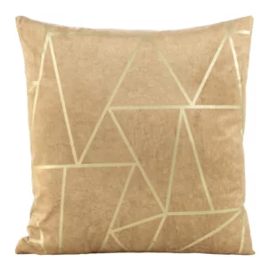 Poszewka na poduszkę 45x45 cm welwetowa beżowa z nadrukiem geometrycznym BLINK 29