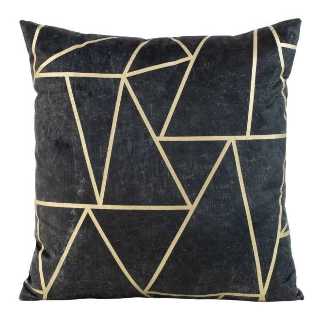 Poszewka na poduszkę 45x45 cm welwetowa grafitowa z nadrukiem geometrycznym BLINK 29