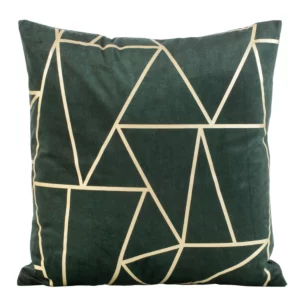 Poszewka na poduszkę 45x45 cm welwetowa ciemnozielona z nadrukiem geometrycznym BLINK 29