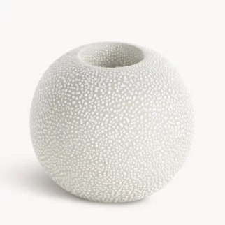 Świecznik ceramiczny kremowy z efektem rosy średnica 11x10 cm RISO