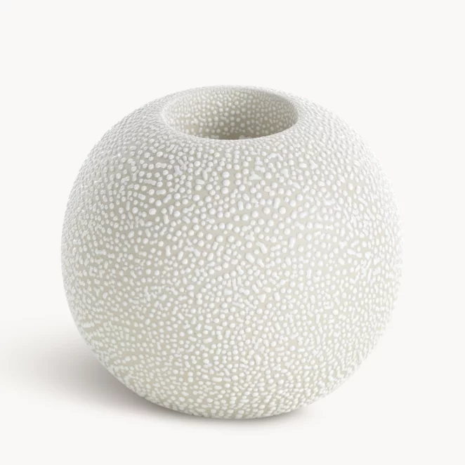 Świecznik ceramiczny kremowy z efektem rosy średnica 11x10 cm RISO