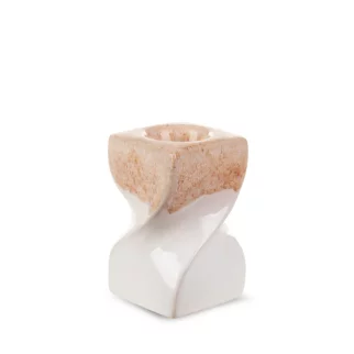 Świecznik ceramiczny kremowo-beżowy  z efektem ombre 8x8x12 cm RUBEN