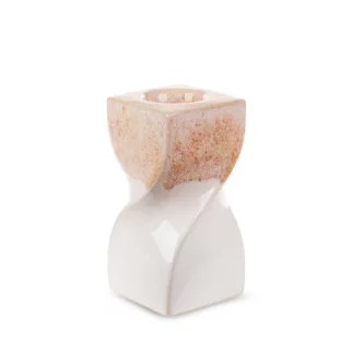 Świecznik ceramiczny kremowo-beżowy  z efektem ombre 8x8x16 cm RUBEN
