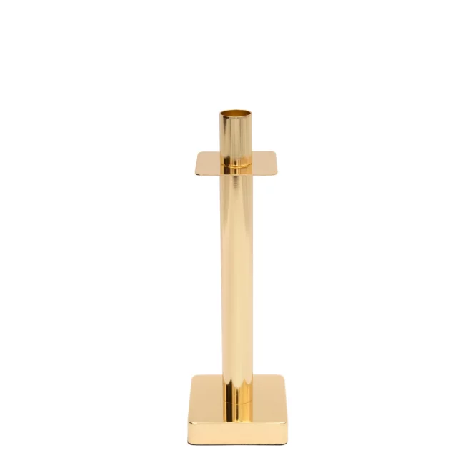 Świecznik metalowy złoty dekoracyjny w minimalistycznym stylu 8x8x26 cm LORI