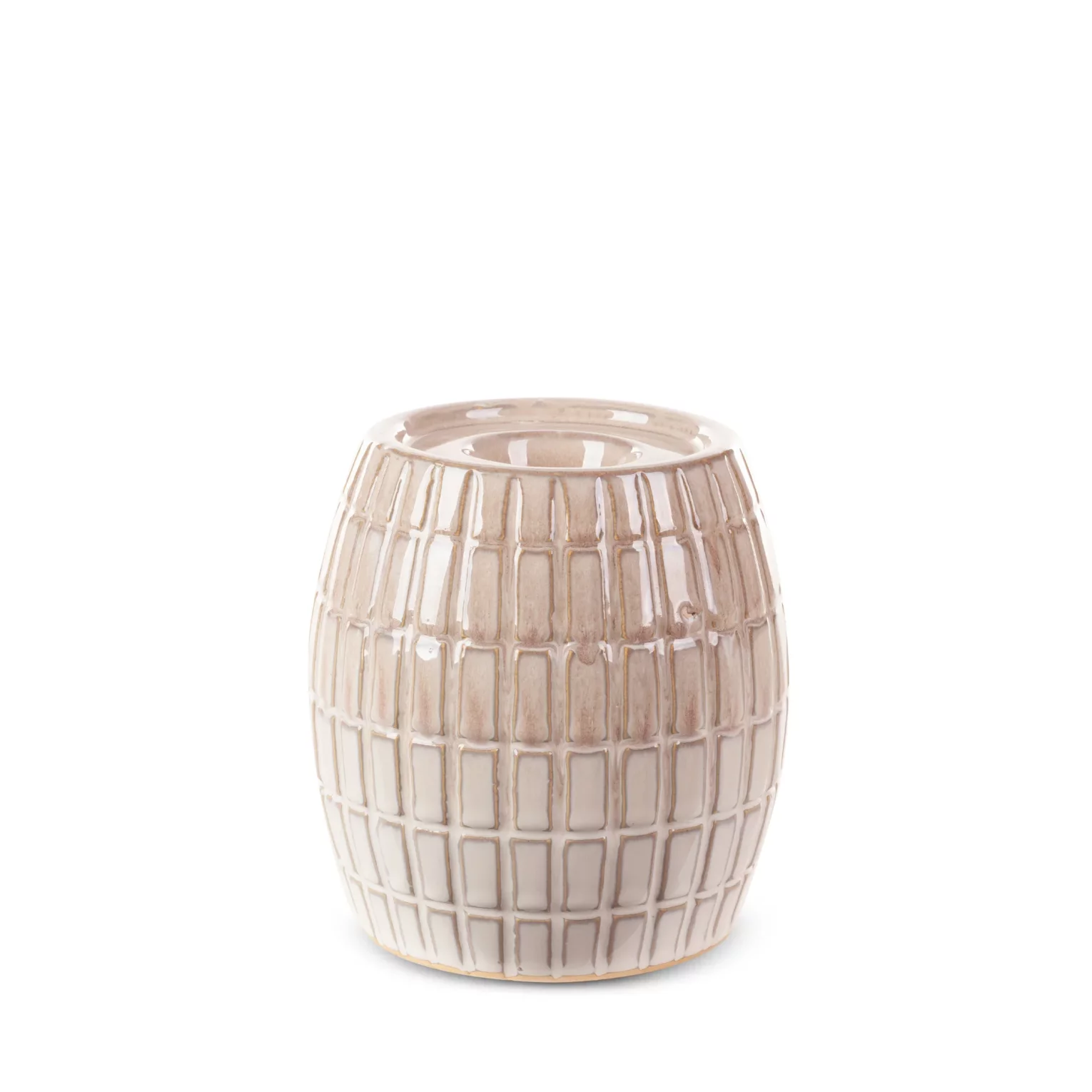 Świecznik ceramiczny kremowo-beżowy średnica 13x15 cm EDNA