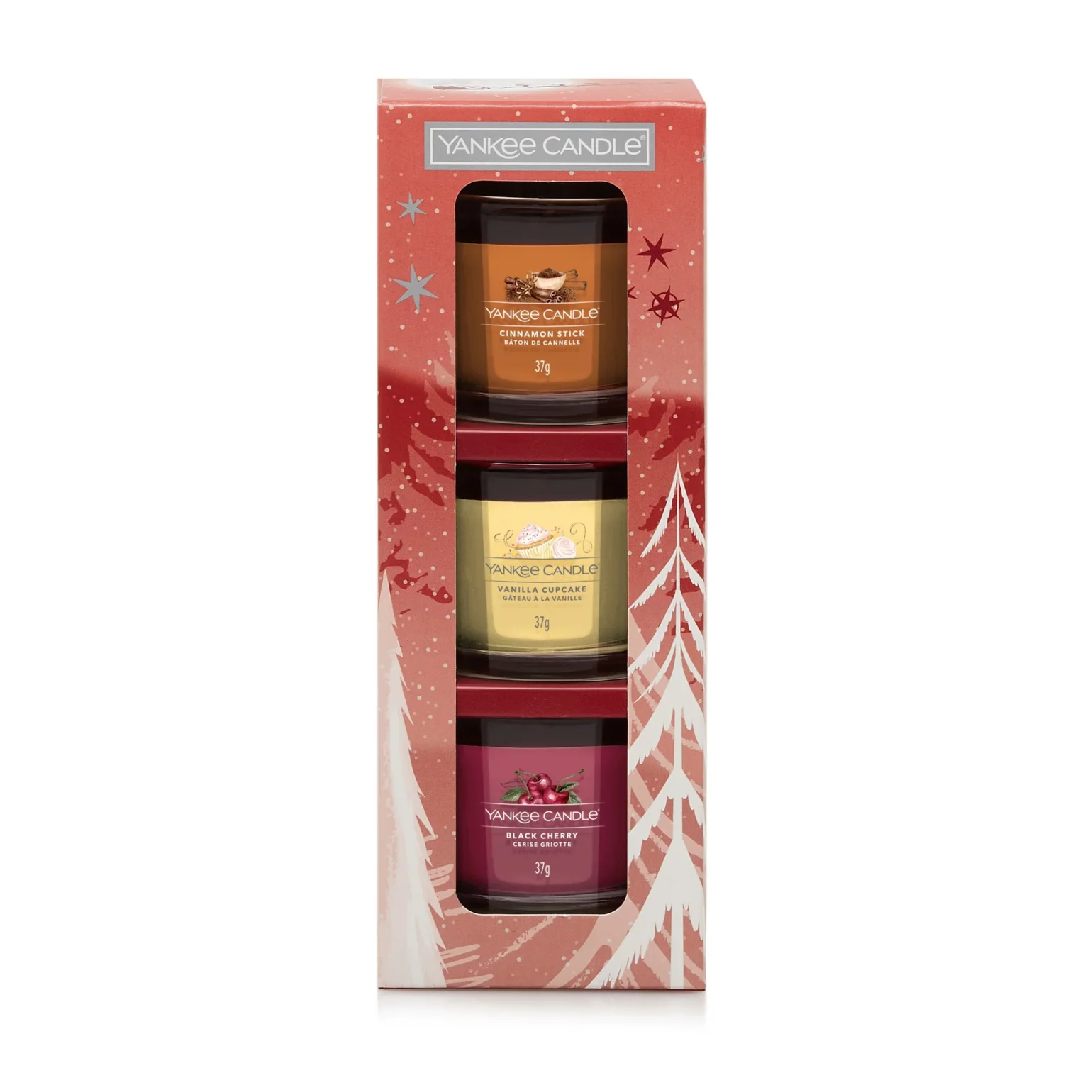 YANKEE CANDLE - zestaw 3 świec świątecznych BRIGHT LIGHTS w ozdobnym opakowaniu