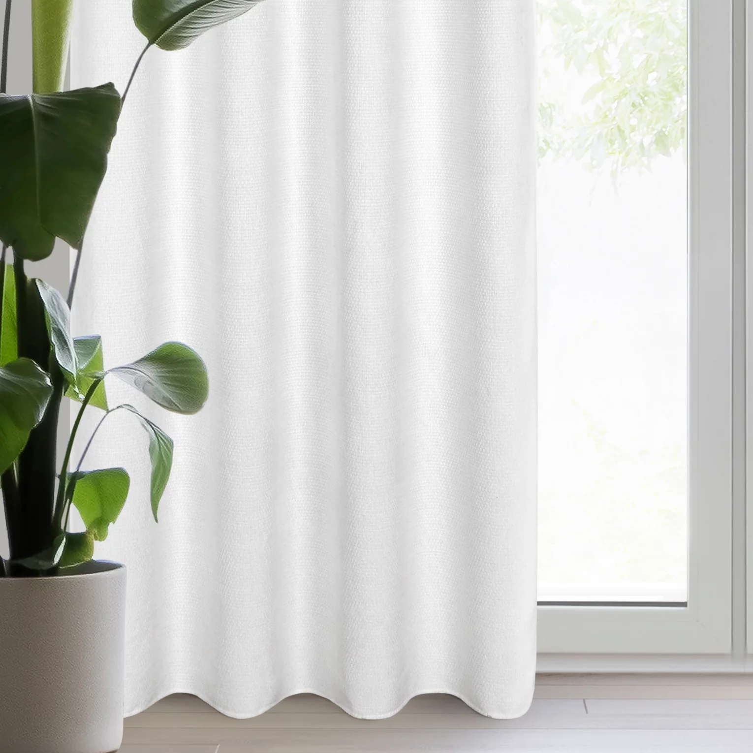 Zasłona biała z tkaniny szenilowej 135x250 przelotka - ALETA