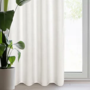 Zasłona jasnobeżowa z tkaniny szenilowej 135x250 przelotka - ALETA