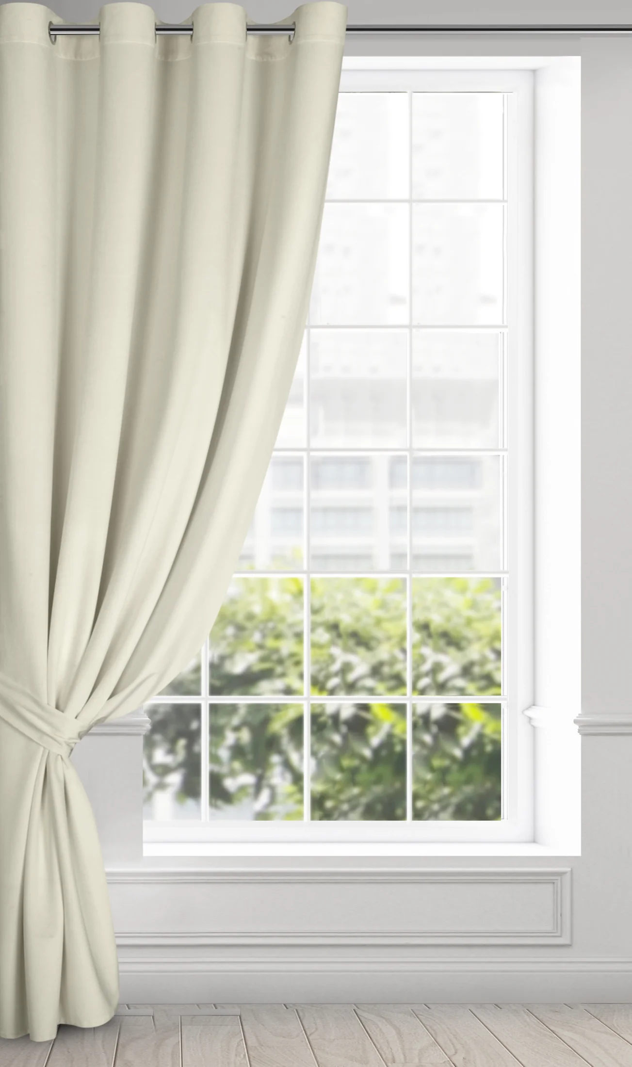 Zasłona welwetowa kremowa, troczek w zestawie 140x270 cm przelotka - ANTARA