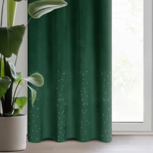 Zasłona welwetowa ciemnozielona z kryształkami 140x250 cm przelotka - ARIADNA