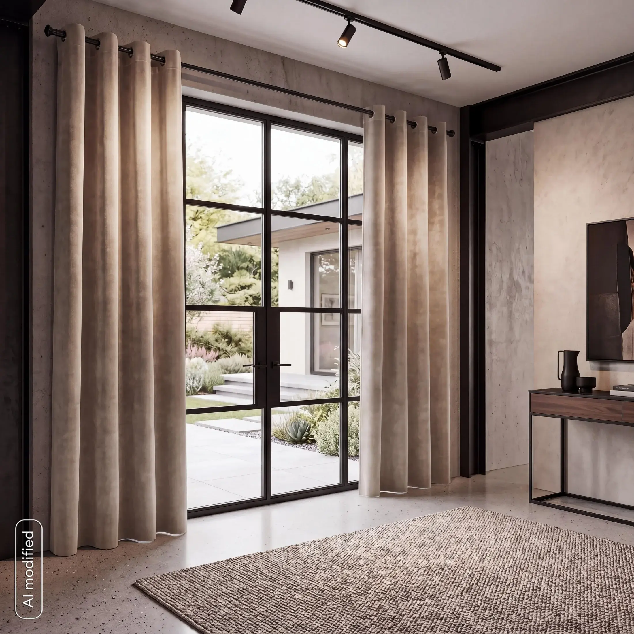 Zasłona beżowa z aksamitnego błyszczącego welwetu 140x250 cm przelotka - LUCCA