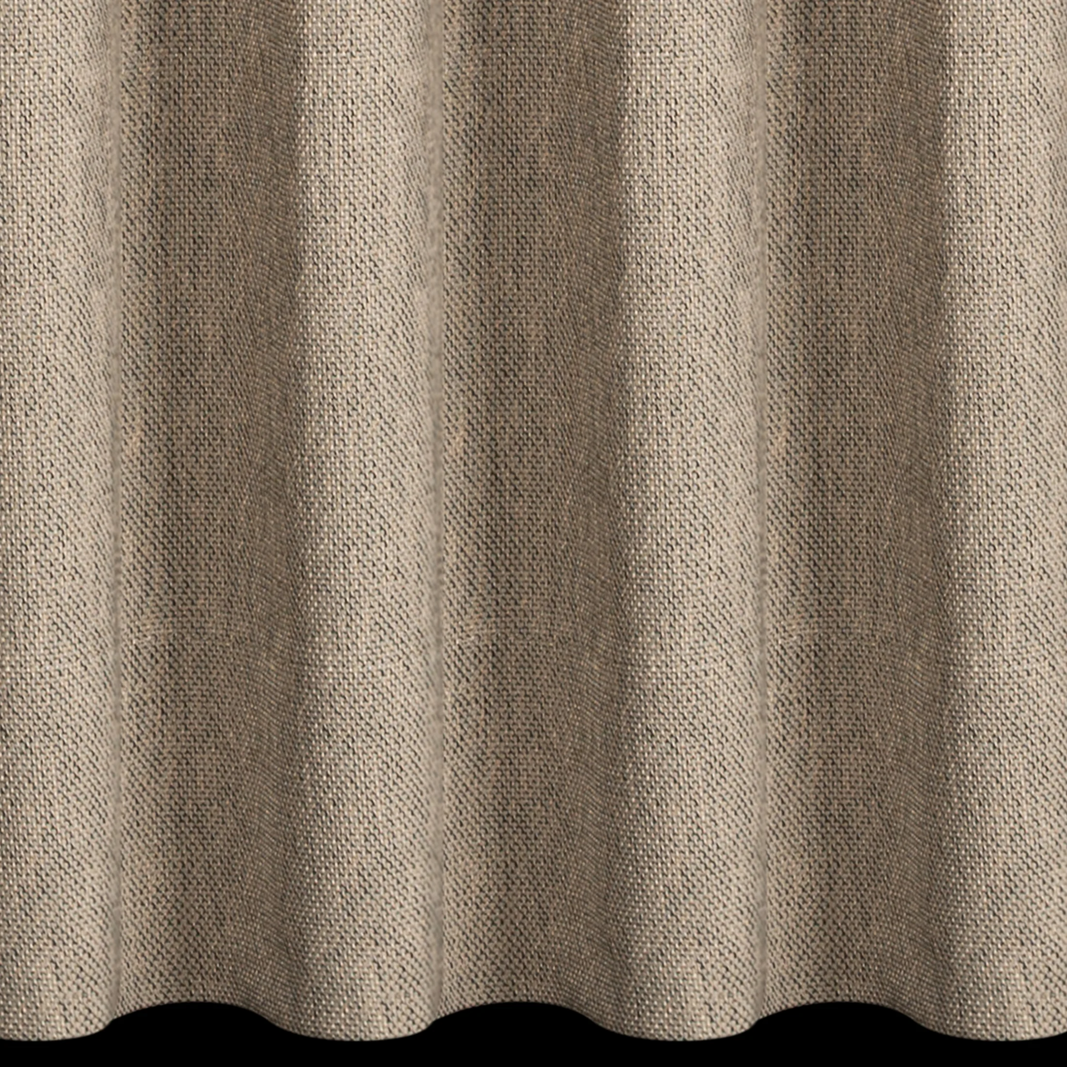 Zasłona beżowo, czarna 100x256 cm o widocznym grubym splocie z ozdobną obszywką flex 1:2