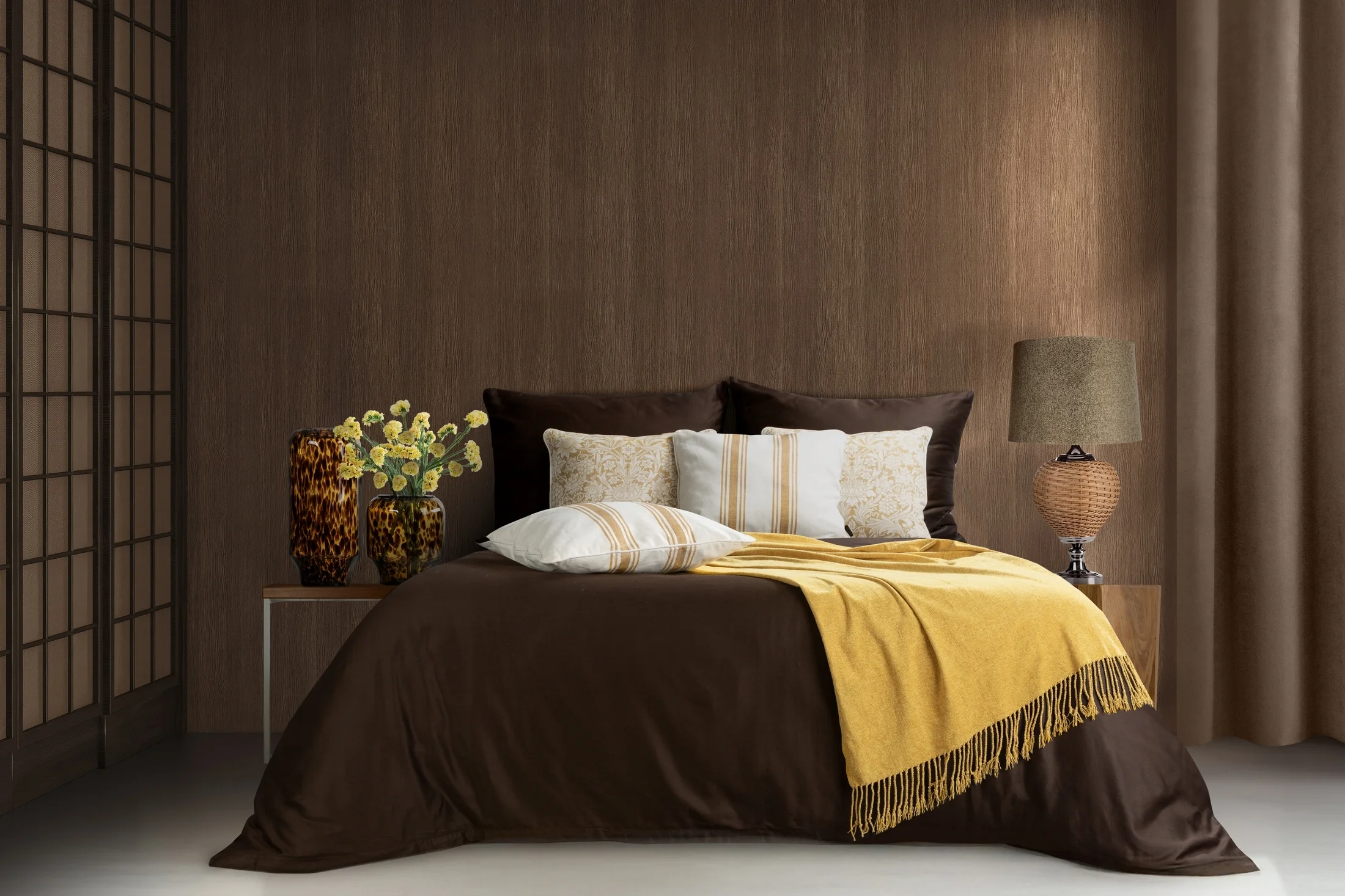 Zasłona brązowa z ekskluzywnego aksamitnego welwetu 290 g/m2 140x250 cm 10 szt. przelotek - RIA - Diva Line