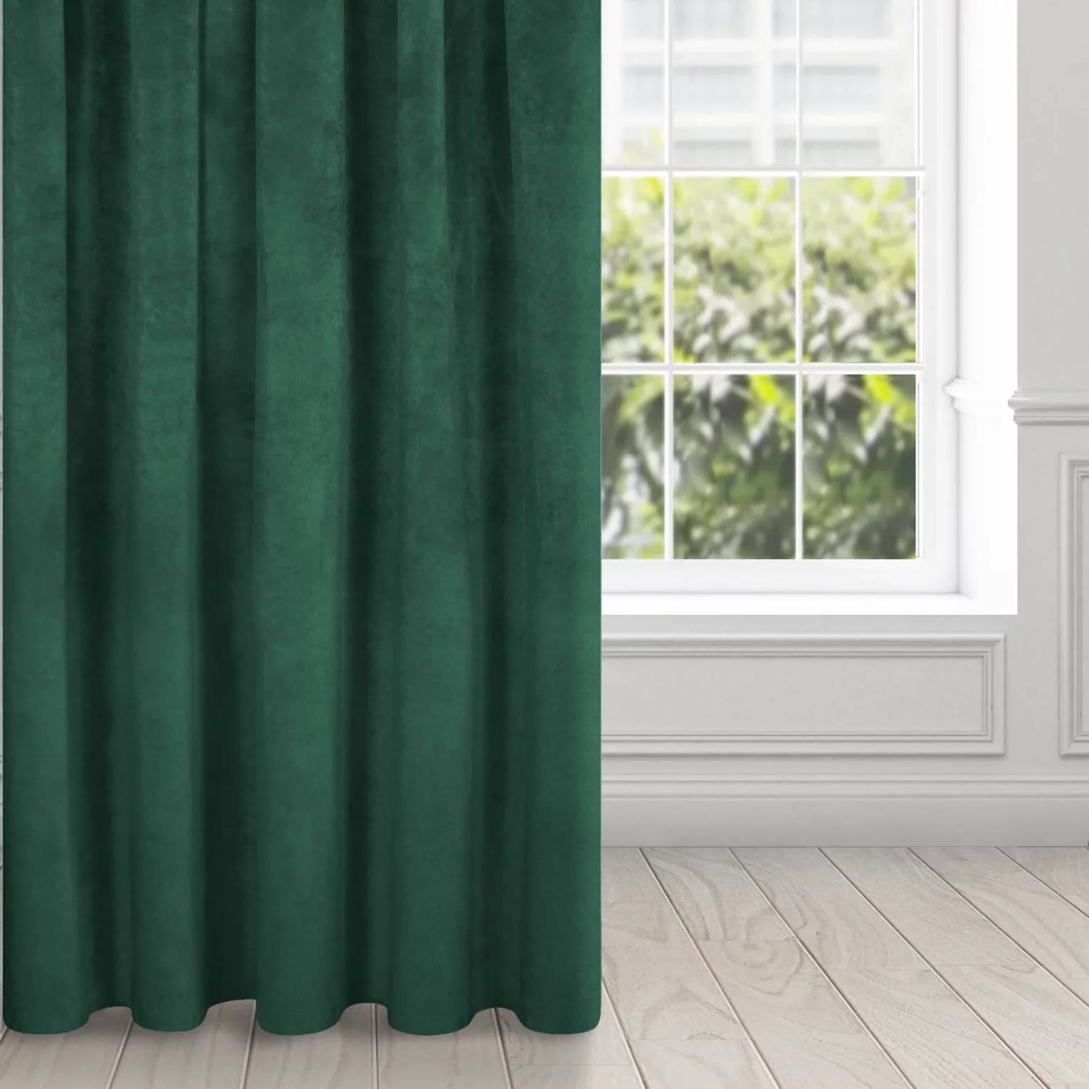 Zasłona ciemnozielona z ekskluzywnego aksamitnego welwetu 290 g/m2 140x300 cm taśma - VILLA