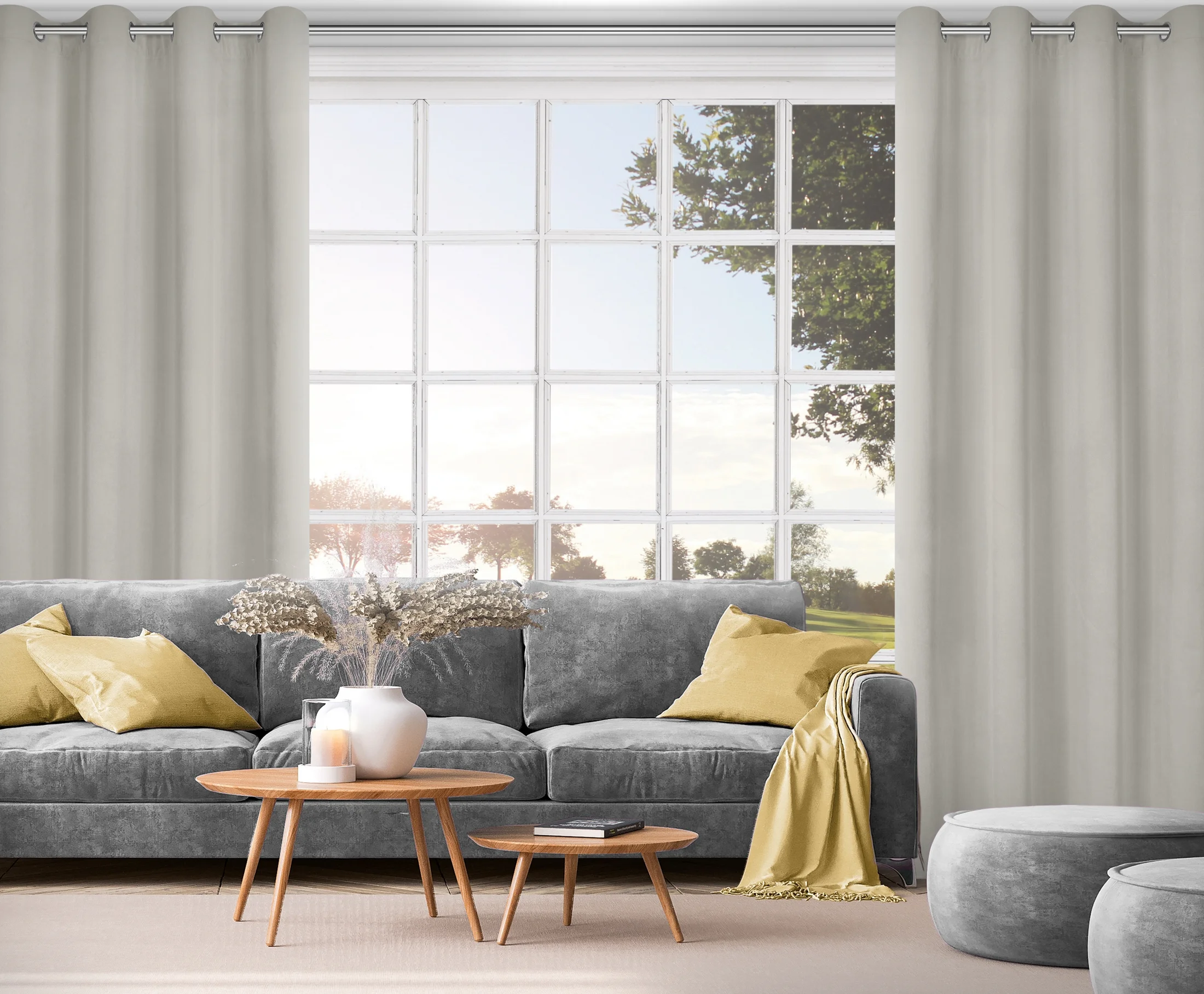 Zasłona ciemnobeżowa welwetowa 100% zaciemniająca 140x250 cm przelotka - NITA