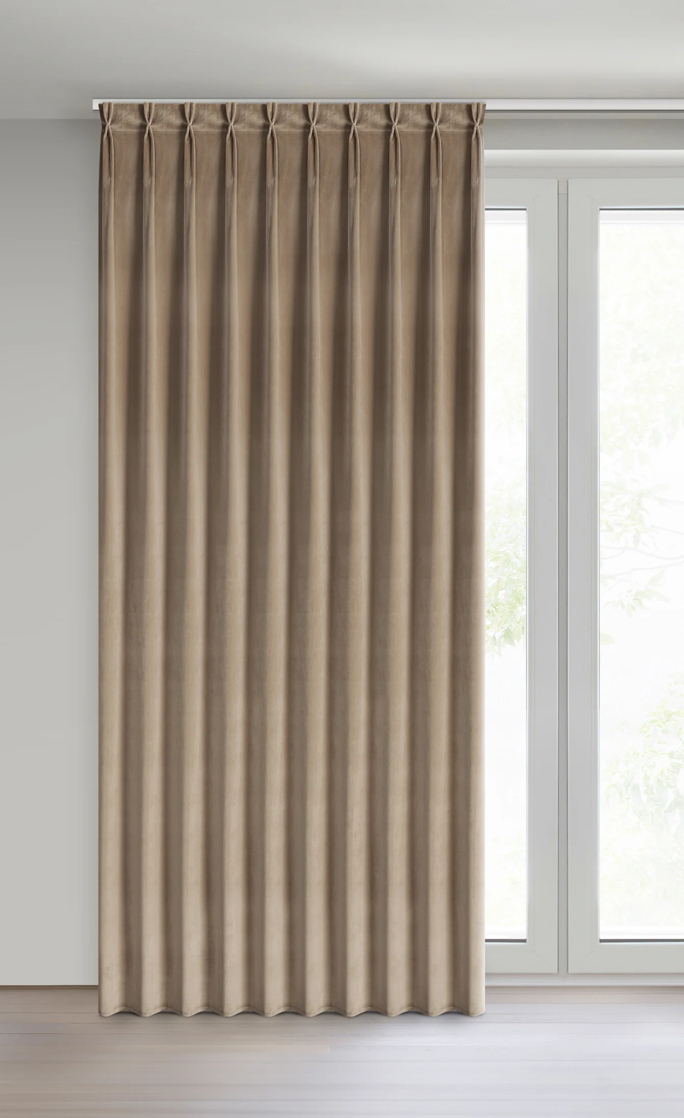 Zasłona ciemnobeżowa z welwetowej tkaniny 125x270 cm (wymiar podany na gotowo) system flex - MELANIE