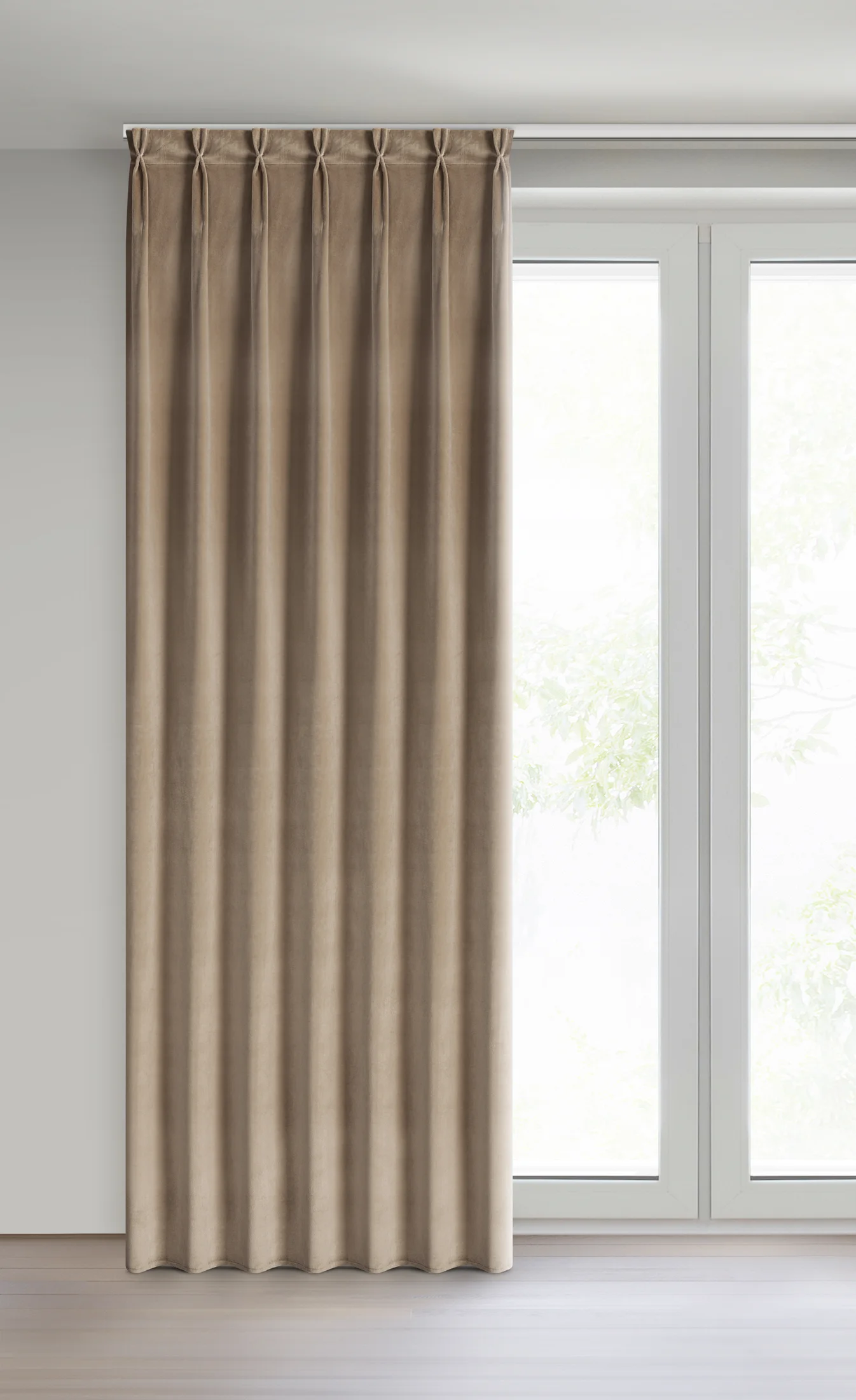 Zasłona ciemnobeżowa z welwetowej tkaniny 80x270 cm (wymiar podany na gotowo) system flex - MELANIE