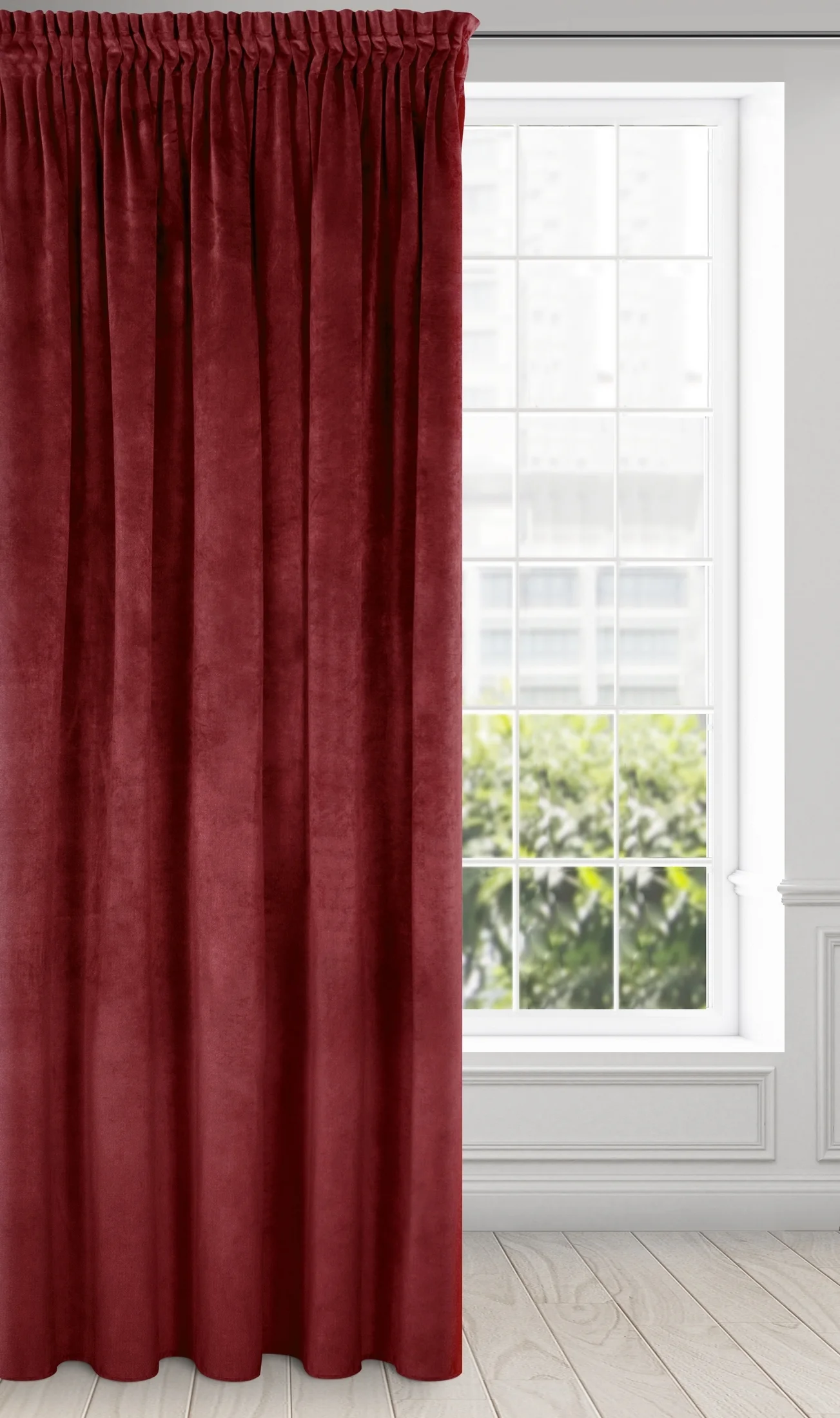 Zasłona ciemnobordowa z ekskluzywnego aksamitnego welwetu 290 g/m2 140x270 cm taśma - RIA - Diva Line - kolekcja AMAROSA