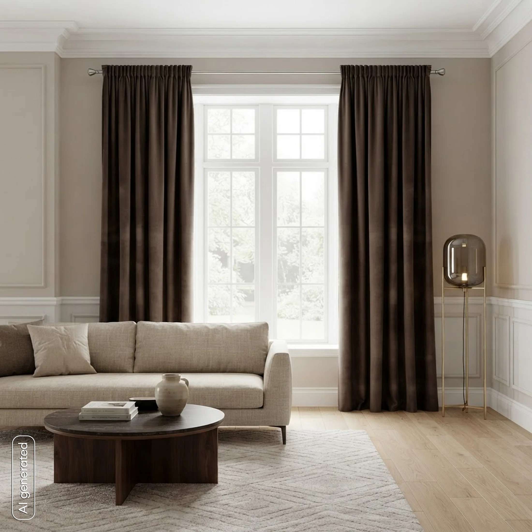 Zasłona ciemnobrązowa z aksamitnego gładkiego welwetu 140x270 cm taśma - HEAVEN