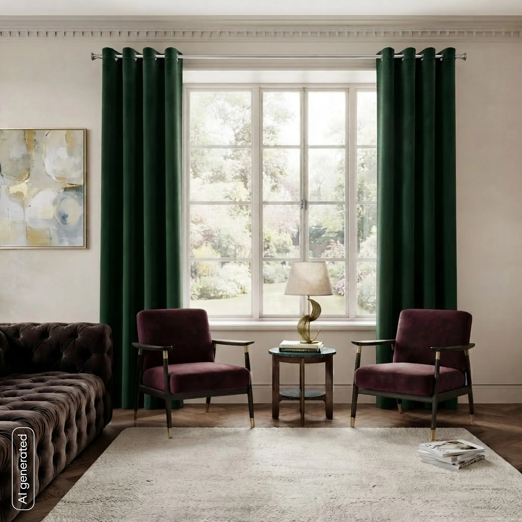 Zasłona ciemnozielona z aksamitnego gładkiego welwetu 140x250 cm przelotki - HEAVEN