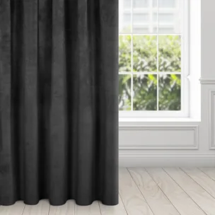 Zasłona czarna z ekskluzywnego aksamitnego welwetu 290 g/m2 140x270 cm taśma - RIA - Diva Line