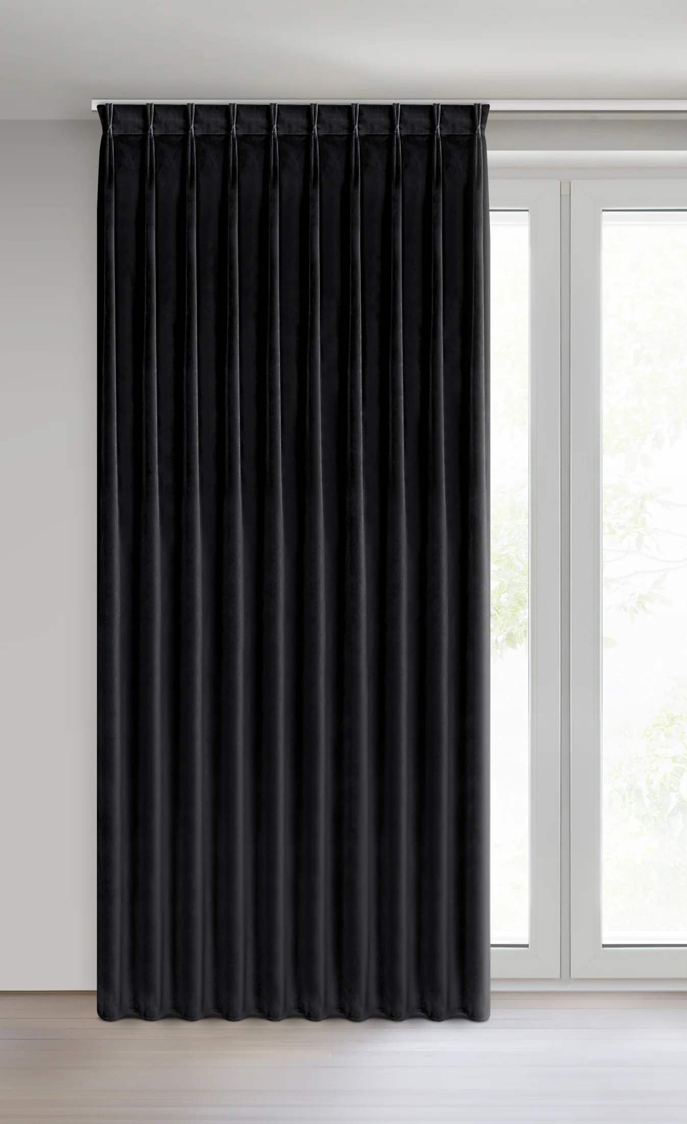 Zasłona czarna z welwetowej tkaniny 125x270 cm (wymiar podany na gotowo) system flex - MELANIE