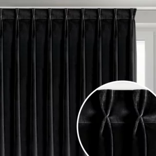 Zasłona czarna z welwetowej tkaniny 125x270 cm (wymiar podany na gotowo) system flex - MELANIE