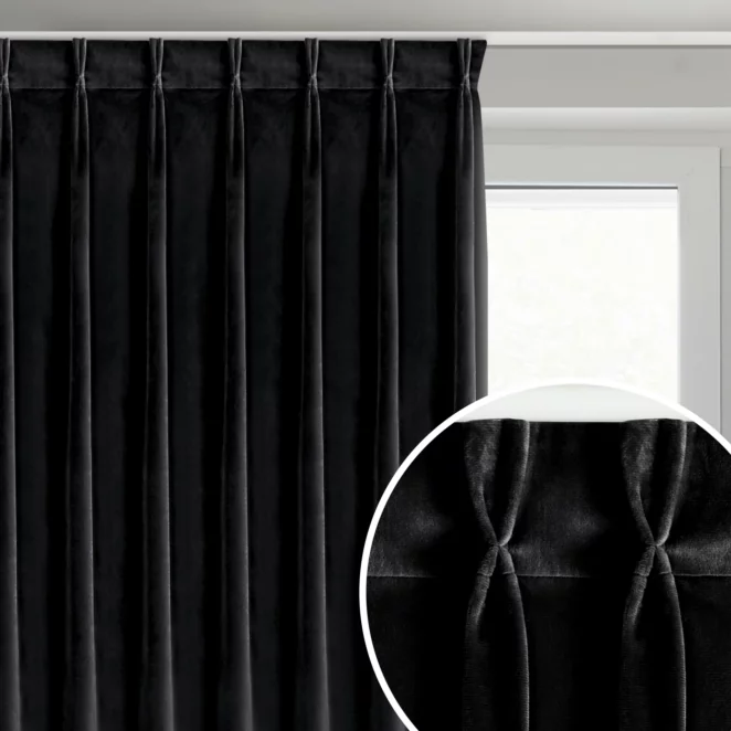 Zasłona czarna z welwetowej tkaniny 80x270 cm (wymiar podany na gotowo) system flex - MELANIE