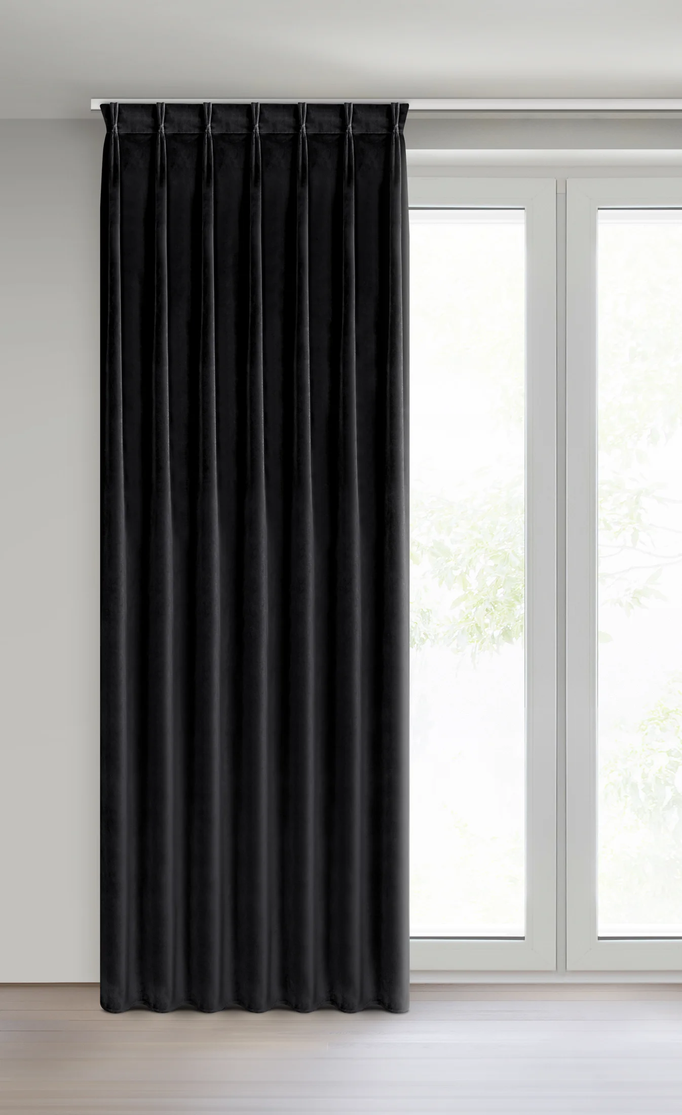Zasłona czarna z welwetowej tkaniny 80x270 cm (wymiar podany na gotowo) system flex - MELANIE
