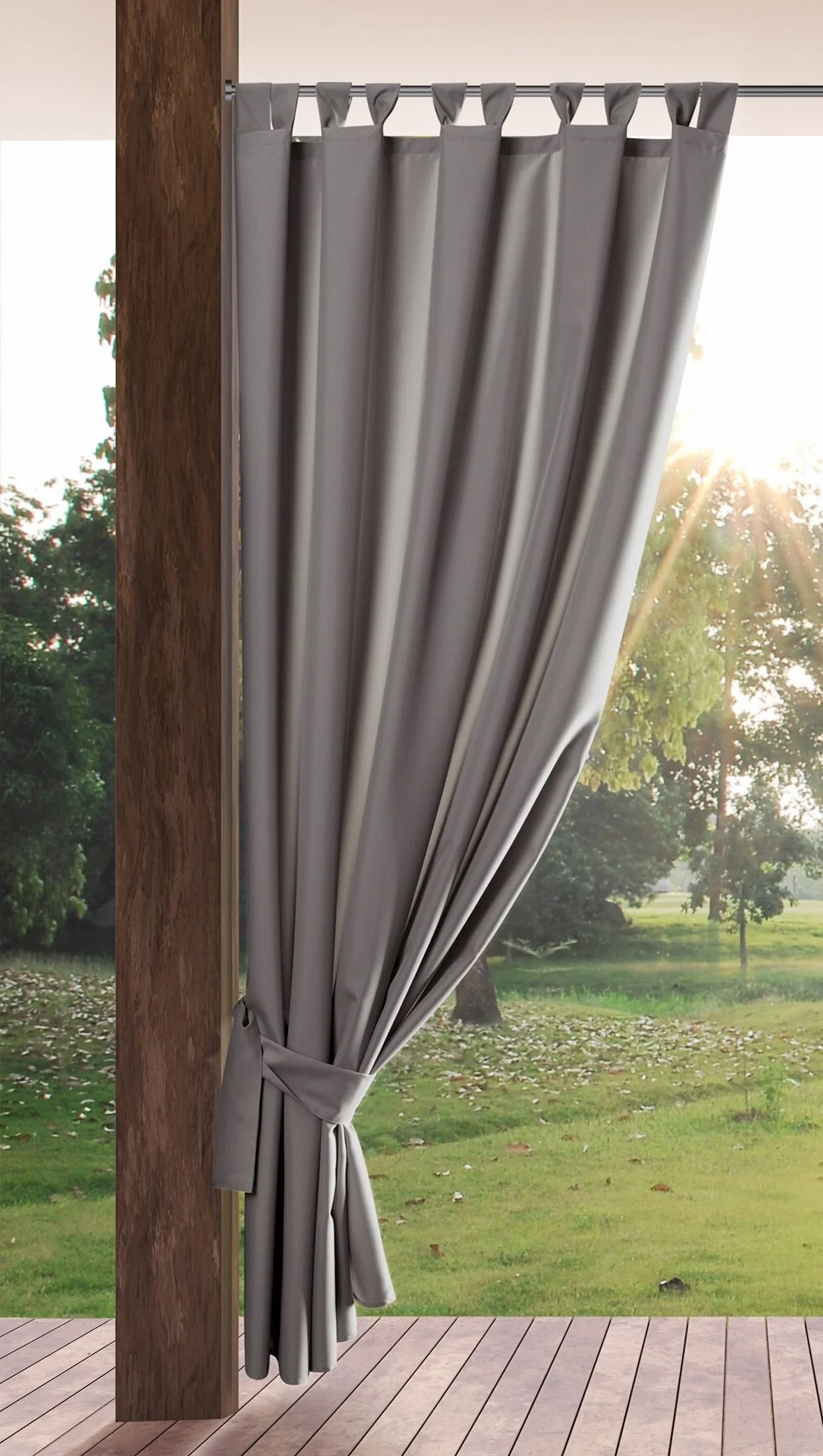 Zasłona stalowa z wodoodpornej tkaniny idealna do ogrodu i na taras 155x240 cm szelki/rzep - GARDEN