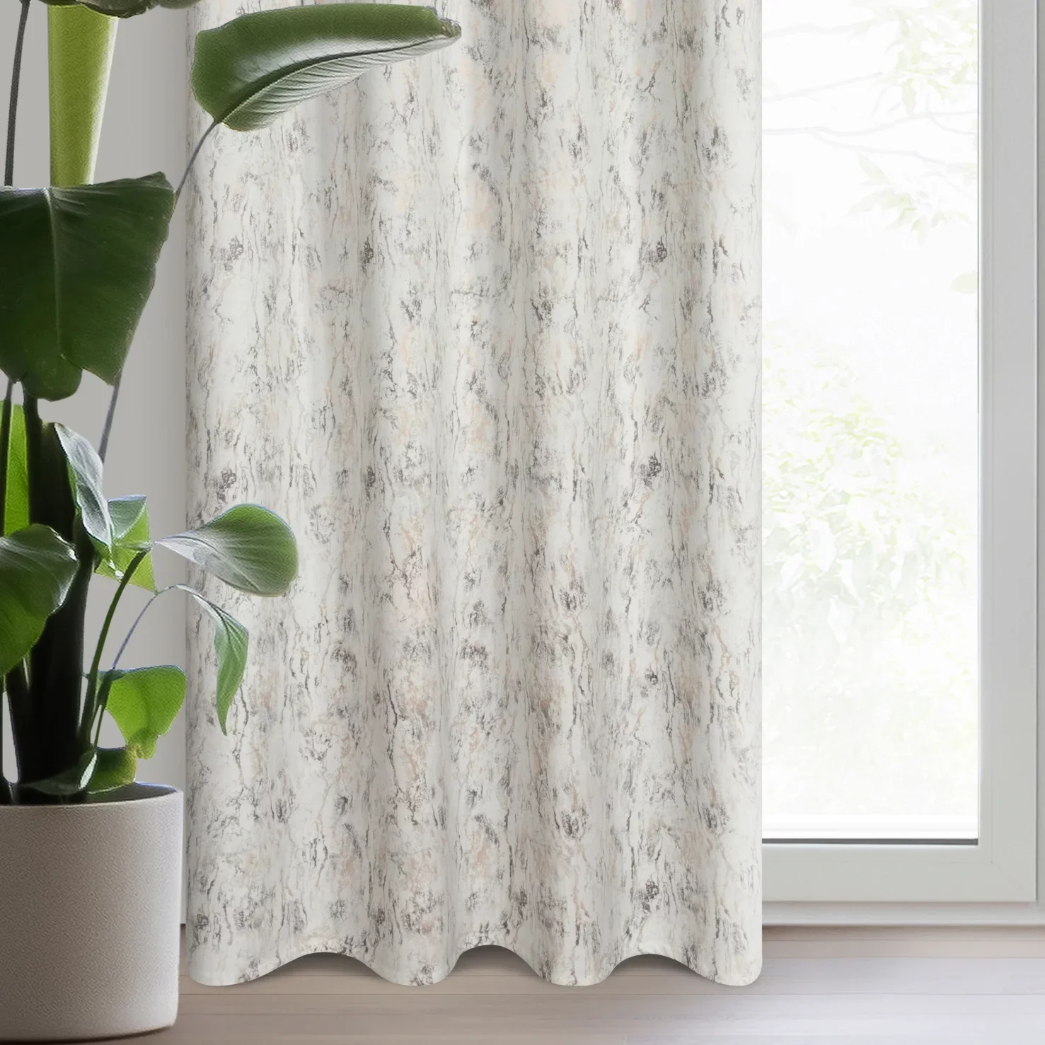 Zasłona welwetowa kremowo, złota z efektem błyszczącej przecierki 140x250 cm na przelotka - KORNELIA