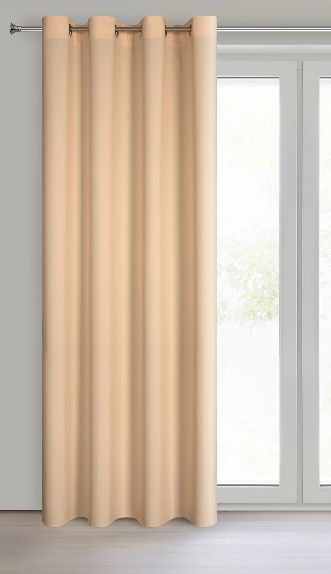 Zasłona ciemnokremowa z matowej gładkiej tkaniny 140x250 cm przelotka - RITA